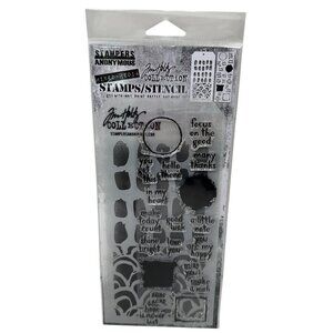 Tim Holtz Stampers Anonymous Mixed Media Stamps Stencil Set THMM184 Cardmaking
